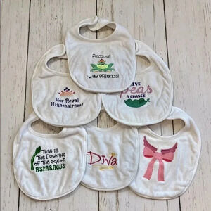 Bundle of 6 Handmade baby bibs- French terry with flannel on back